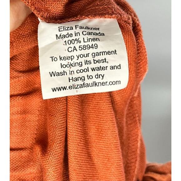 ELIZA FAULKNER Sz XS/S Burnt Orange Terracotta Linen Jumpsuit - Picture 3 of 10